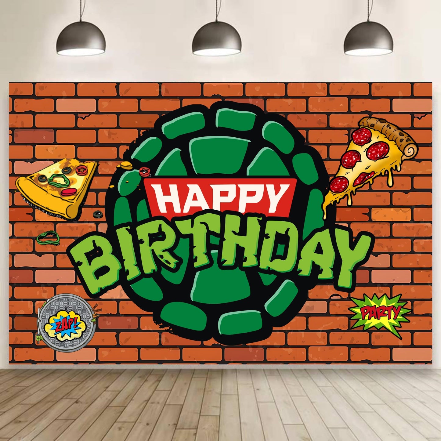 Cartoon for Turtles Happy Birthday Backdrop Birthday Party Supplies Kawaii Background for Boys Girls,Happy Birthday Banner Backdrop for Kids Party