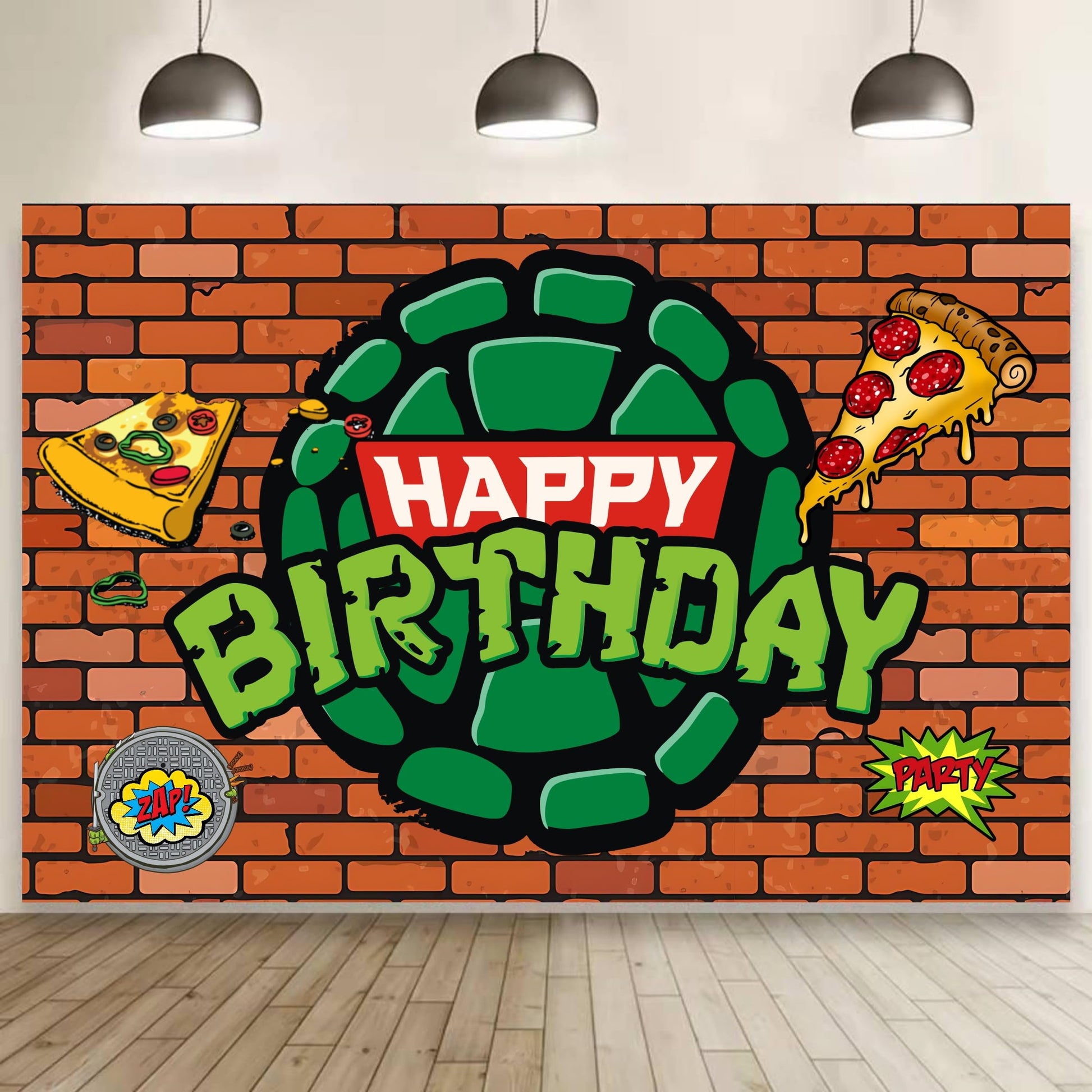 Cartoon for Turtles Happy Birthday Backdrop Birthday Party Supplies Kawaii Background for Boys Girls,Happy Birthday Banner Backdrop for Kids Party