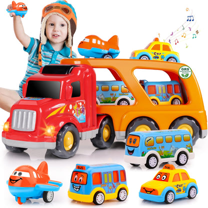 Nicmore Carrier Truck Toddler Toys Car: Transport Toy for 1 2 3 4 Year Old Boys Girls 18 Month 5-in-1 Kid Playset Gifts for Preschool Birthday