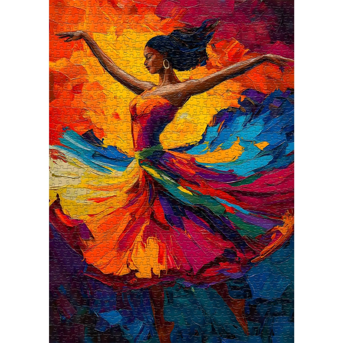 Impossible Puzzle for Adults 1000 Pieces, Dancing Lady Colorful Aesthetic Art Puzzle, Elegant Women Chalenge Jigsaw Puzzle Oil Painting