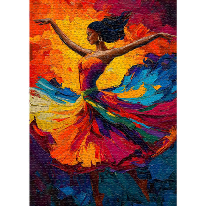 Impossible Puzzle for Adults 1000 Pieces, Dancing Lady Colorful Aesthetic Art Puzzle, Elegant Women Chalenge Jigsaw Puzzle Oil Painting