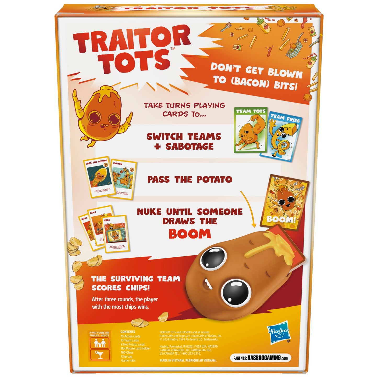 Hasbro Gaming Traitor Tots Card Game | Explosive Potato Party Card Game for Families and Adults | 3 to 10 Players | 25 Mins. Average | Indoor Summer