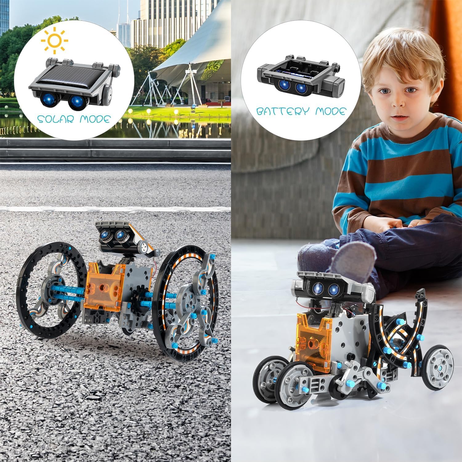 Solar Robot Kit, 14-in-1 STEM Building Toy for Kids DIY Science Robotic Set