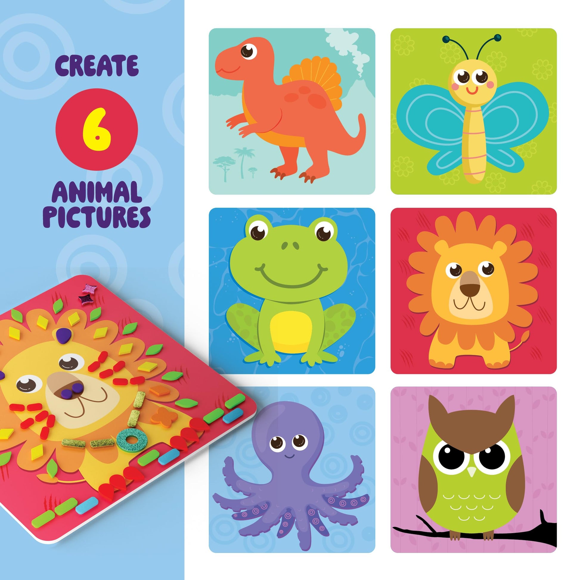 Dan&Darci Foam Sticker Art Craft for Kids - Toddler Arts & Crafts for Ages 3-5 - Boys 4-6 Birthday Gift - DIY Kid Activities Ages 3 4 5 6 Years - 4