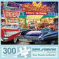 Bits and Pieces - Large 300 Piece Jigsaw Puzzle for Adults - 50s Starlite Diner - Classic Cars Drive in Jigsaw Puzzle by Larry Jones, Completed Puzzle
