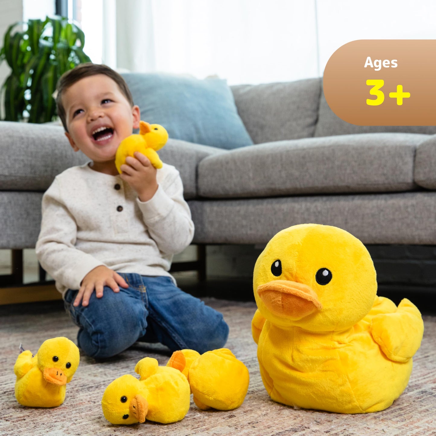 PREXTEX Plush Duck Toys Stuffed Animal with 5 Ducks Baby Stuffed Animals - Big Duck Zippers 5 Little Plush Baby Ducklings - Toys for Kids 3-5