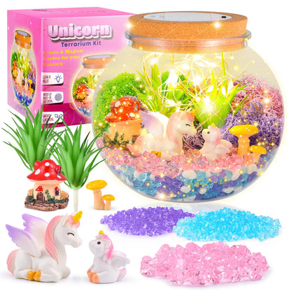 Unicorn Gifts for Girls - Light up Unicorn Terrarium Kit for Kids - DIY Unicorn Arts & Crafts Toy - Birthday Gifts for Kids Age 5 6 7 8-12 Year Old