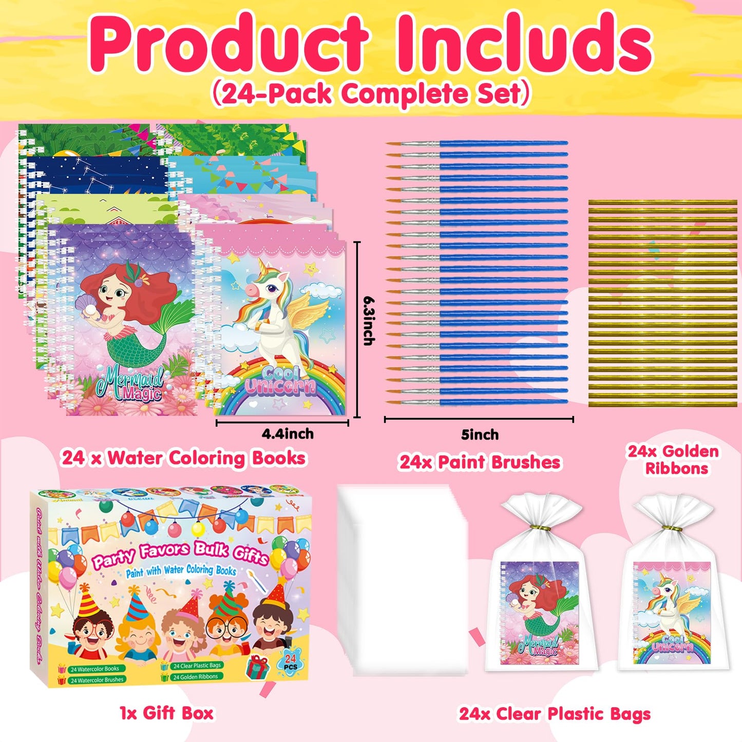 Kalysky 24Set Water Coloring Books Party Favors for Kids Ages 4-8 8-12