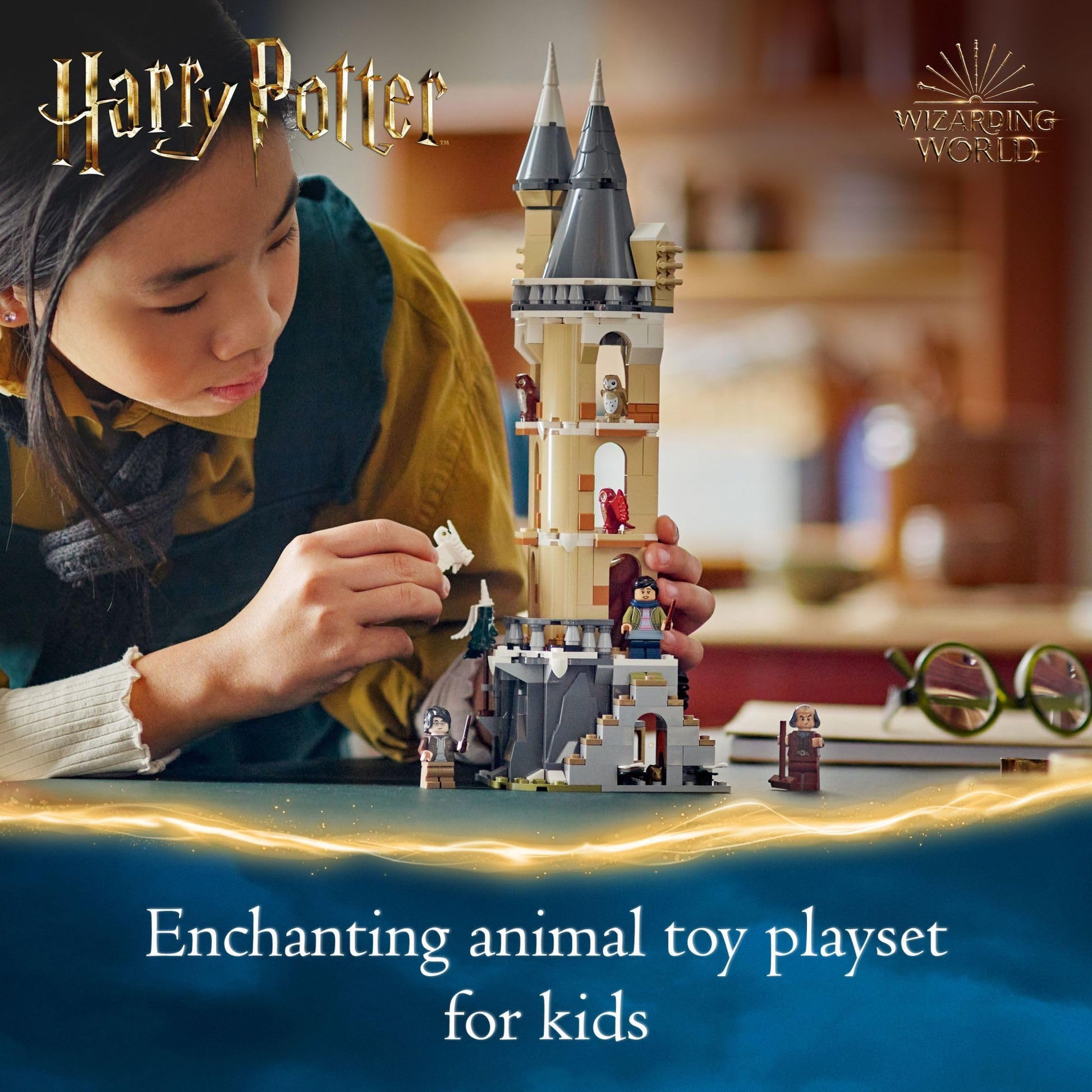 LEGO Harry Potter Hogwarts Castle Owlery Toy, Wizarding World Fantasy Toy for Girls and Boys, Harry Potter Castle Playset with 3 Characters, Birthday