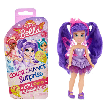 MGA Entertainment Dream Bella Color Change Surprise Little Fairies Doll- Aubrey, Star Inspired Mini Fashion Doll with Iridescent Sparkly Wings, Tiara