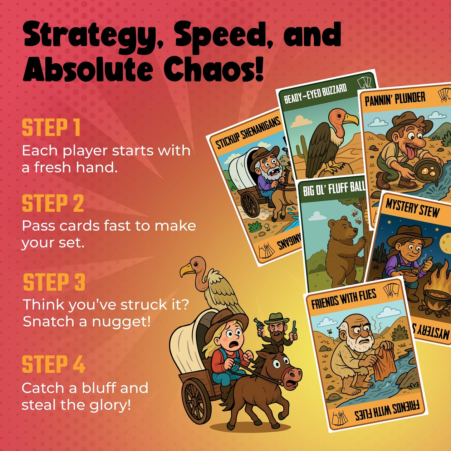 DR DINGUS Fool's Gold Card Game - Fast-Paced Bluffing for 3-7 Players, Ages 7+, 15 Minute Game, Family Party Game Night, Kids & Adults
