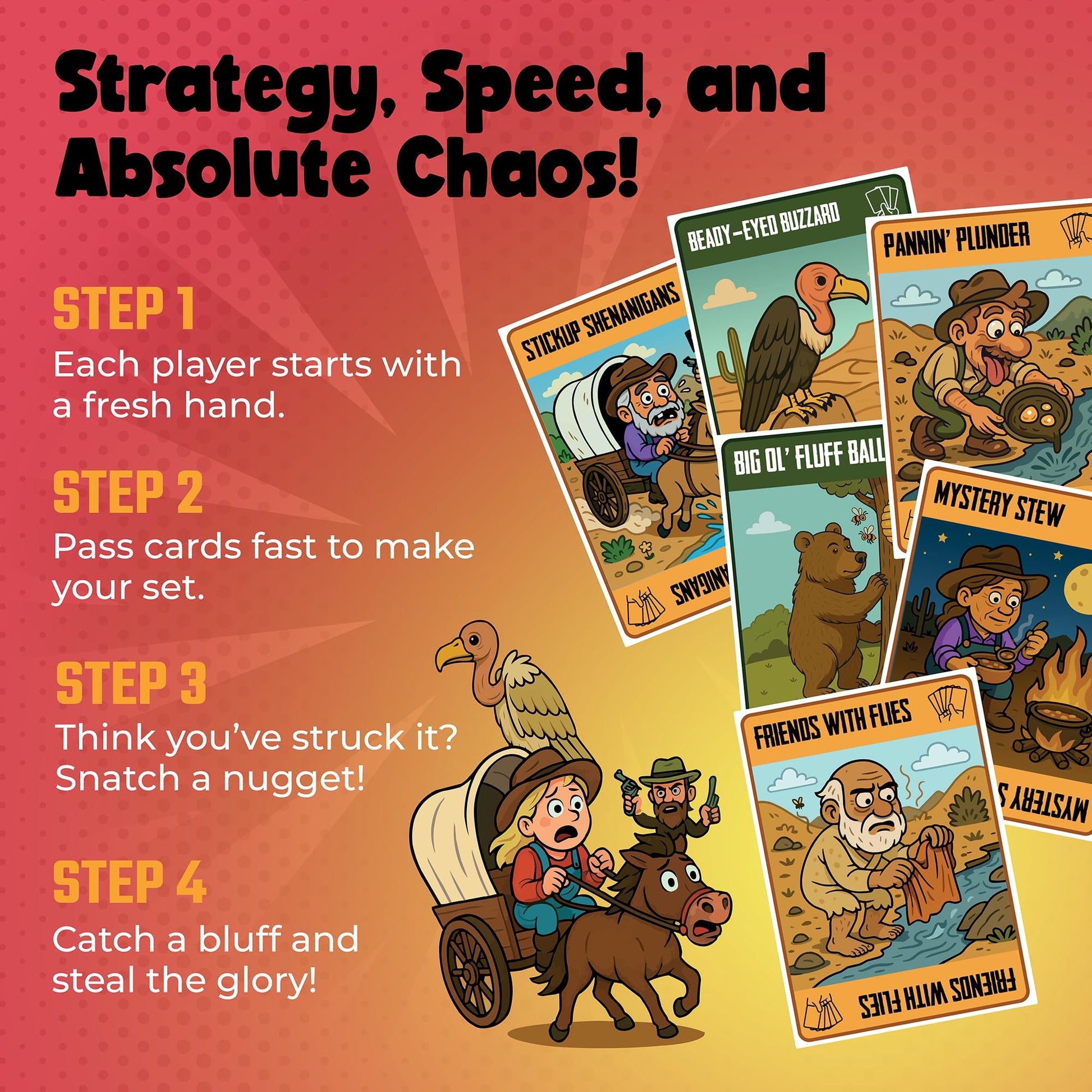 DR DINGUS Fool's Gold Card Game - Fast-Paced Bluffing for 3-7 Players, Ages 7+, 15 Minute Game, Family Party Game Night, Kids & Adults