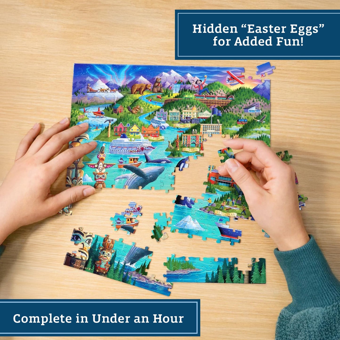 Boardwalk Alaska's Inside Passage 210 Piece Personal Puzzle, Jigsaw Puzzles with Premium Box, Alaska Gifts for Adults, 6"x8"