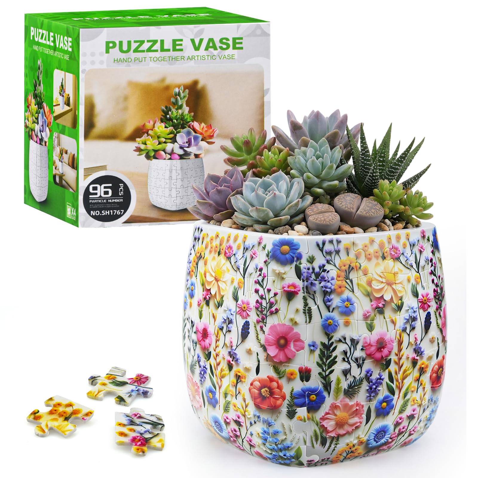 MONVIE 3D Puzzles Planter, Flowers Ornamental Style
