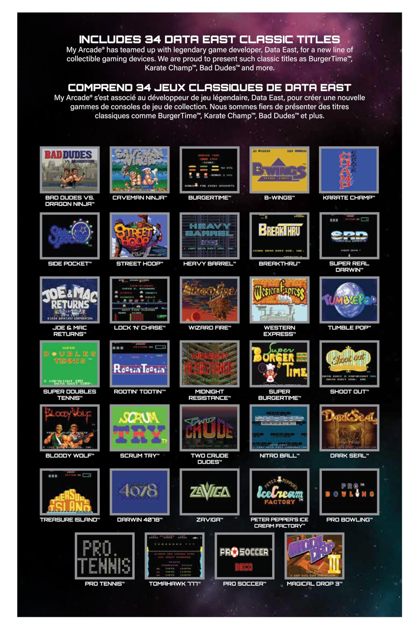 My Arcade Data East Classics Mini Player - 10 Inch Mini Arcade Machine Cabinet - 34 Retro Games Included - Heavy Barrel, Caveman Ninja, and More