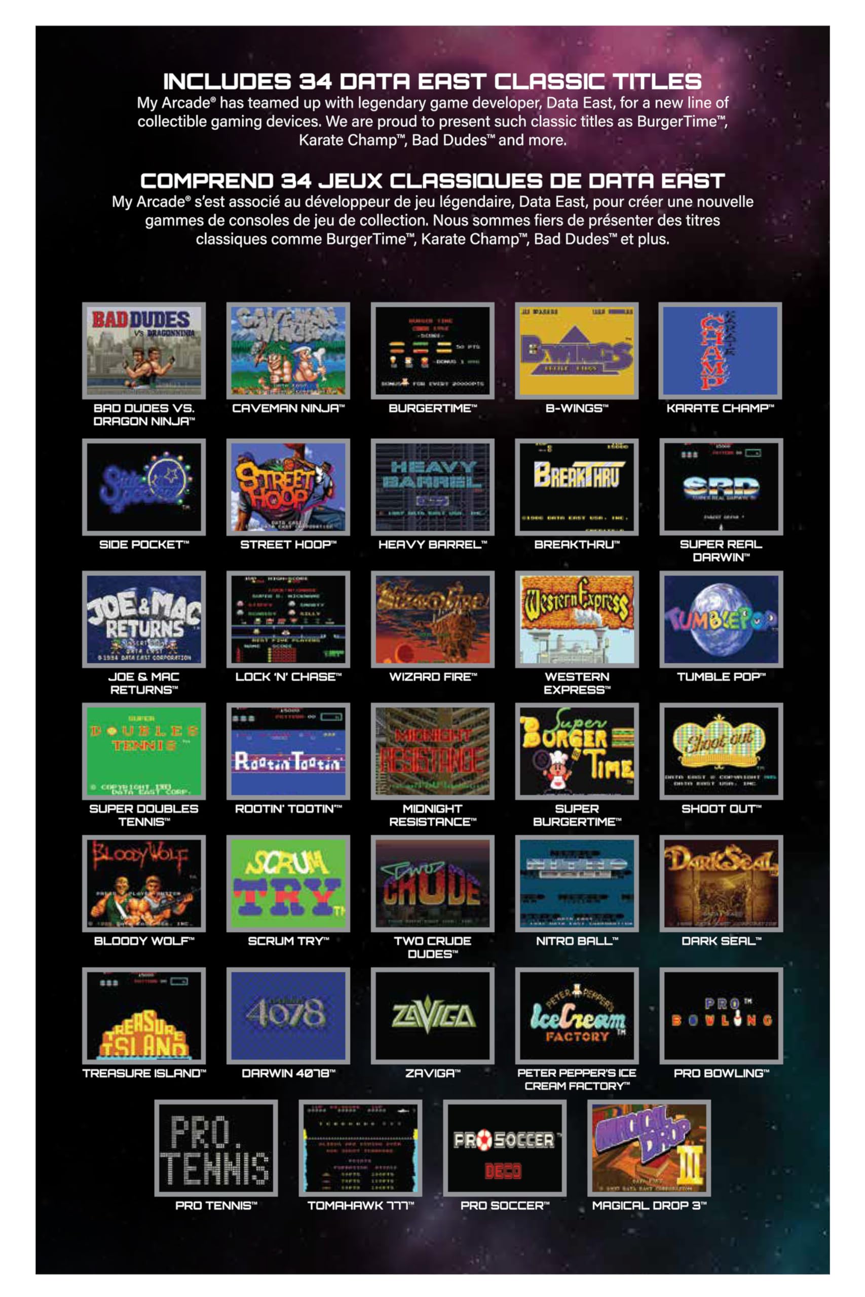 My Arcade Data East Classics Mini Player - 10 Inch Mini Arcade Machine Cabinet - 34 Retro Games Included - Heavy Barrel, Caveman Ninja, and More