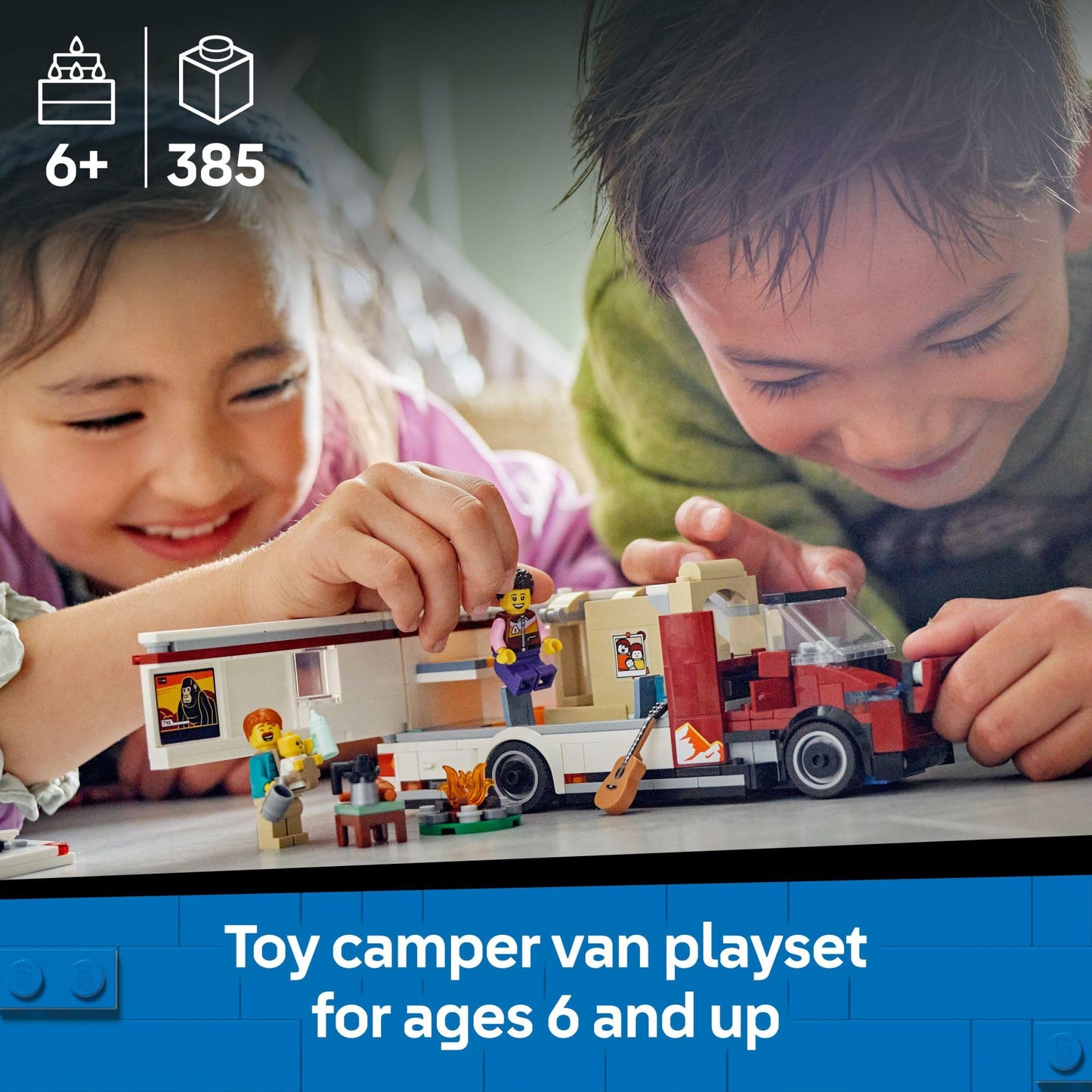 LEGO City Holiday Adventure Camper Van Building Toy Set - Vacation Toy for Kids, Boys and Girls, Ages 6+ - Includes 3 Minifigures and Accessories