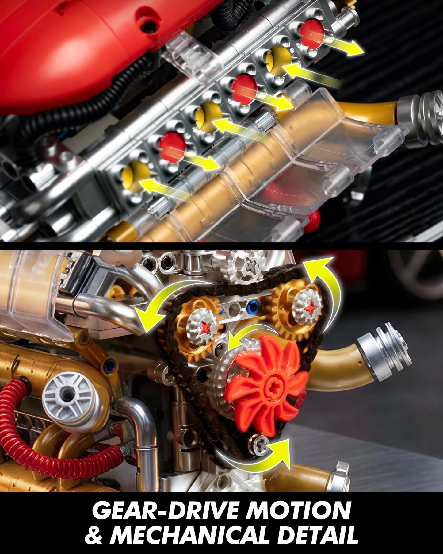 JSINMA V12 Engine Model Kit that Runs, Motorized Mechanical Building Set for Adults with Visible Moving Pistons, Transparent Side Cover, Desk Display