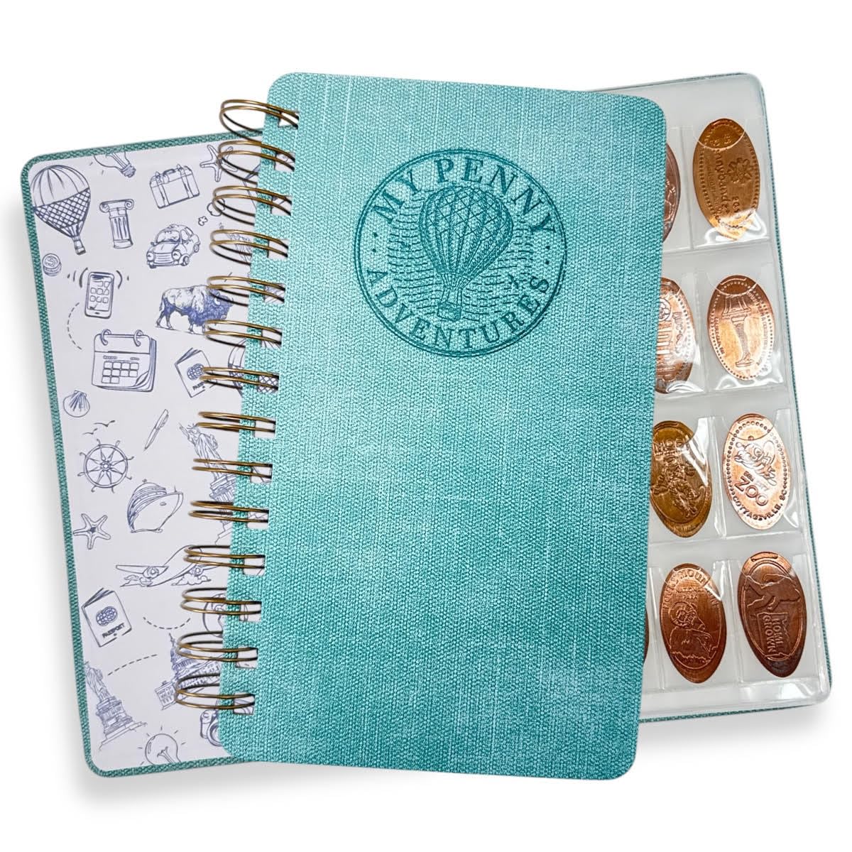 Spiral Penny Notebook by Pennybandz® - Pressed Penny Album Holds 224 Souvenir Coins | Lays Flat for Easy Viewing | Archival Quality Storage for