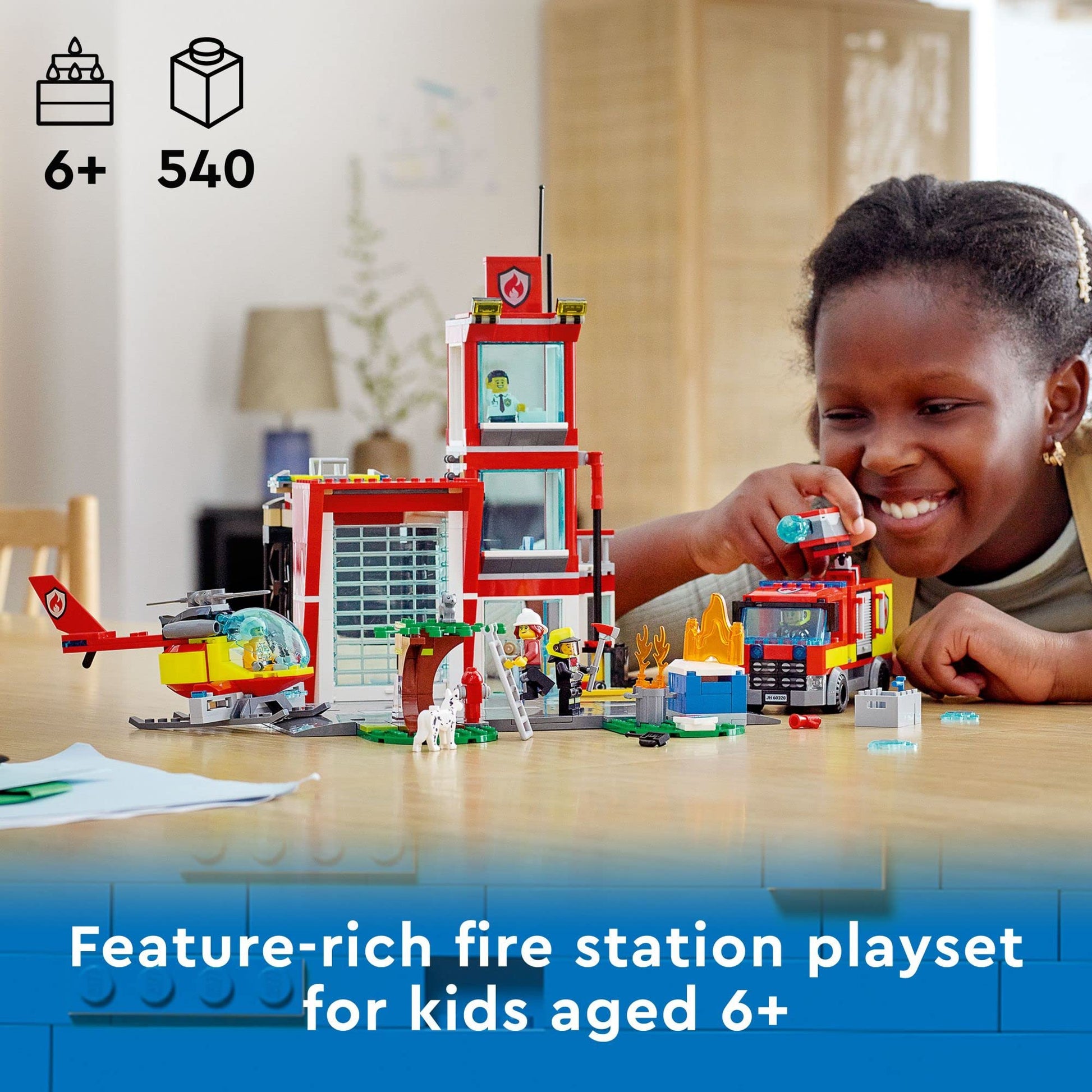 LEGO City Fire Station Set 60320 with Garage, Helicopter & Fire Engine Toys Plus Firefighter Minifigures, Emergency Vehicles Playset, Gifts for Kids