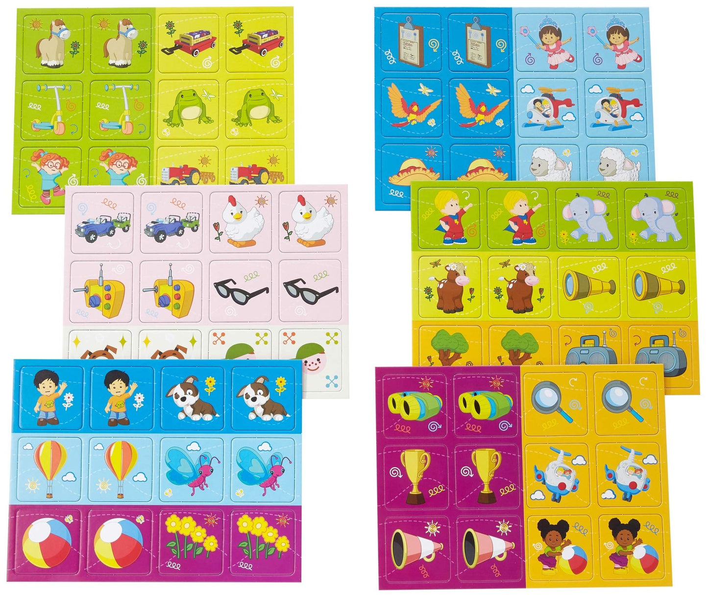 Mattel Games Make-A-Match Card Game with Fisher-Price Little People Theme, Multi-Level Rummy Style Play, Match Colors, Pictures & Shapes, 56 Cards