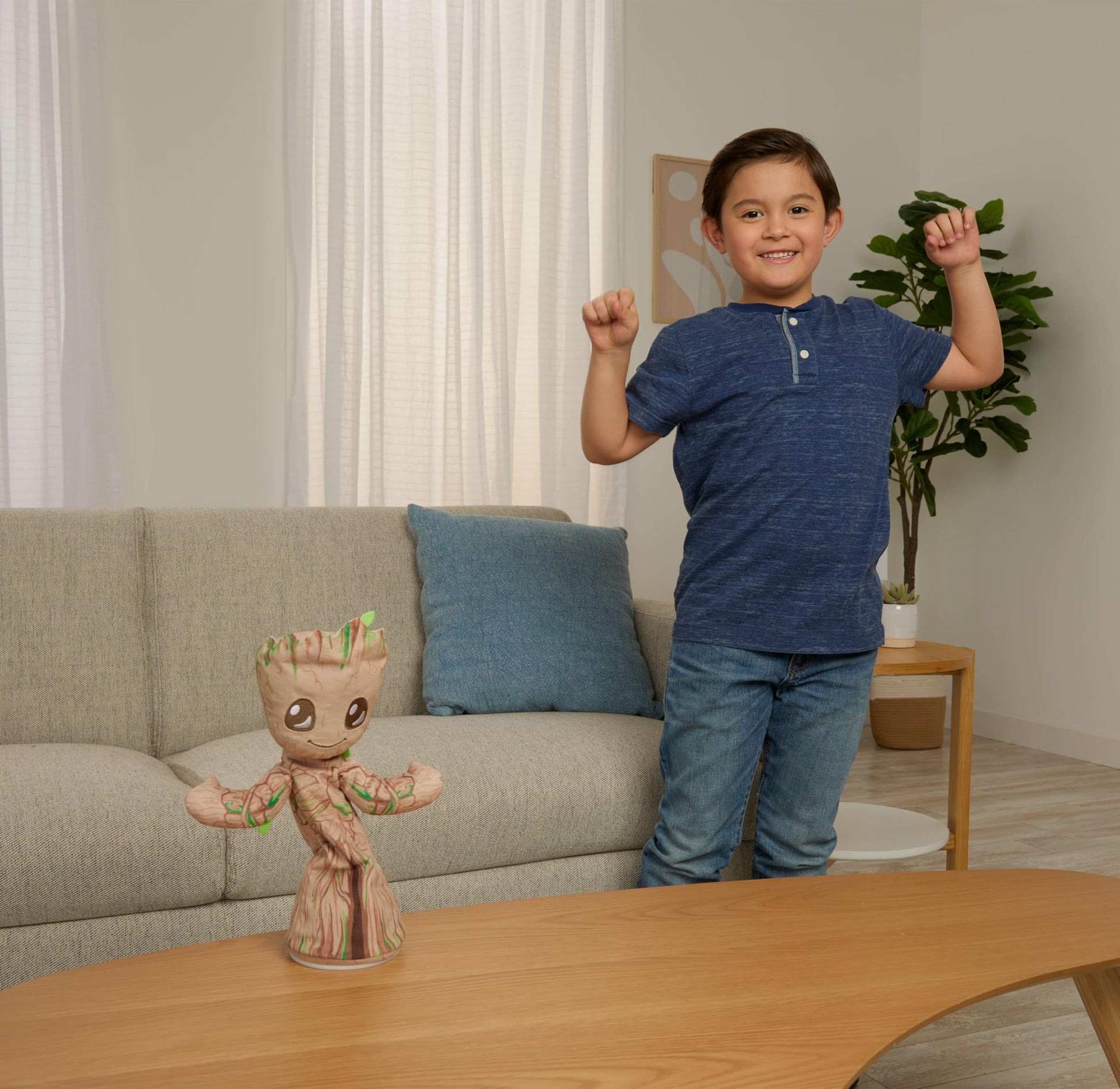 Mattel Marvel Plush, Dancing Groot English-Speaking Soft Toy, 13 Inches Tall with Sound, Phrases, Music & Dance Moves