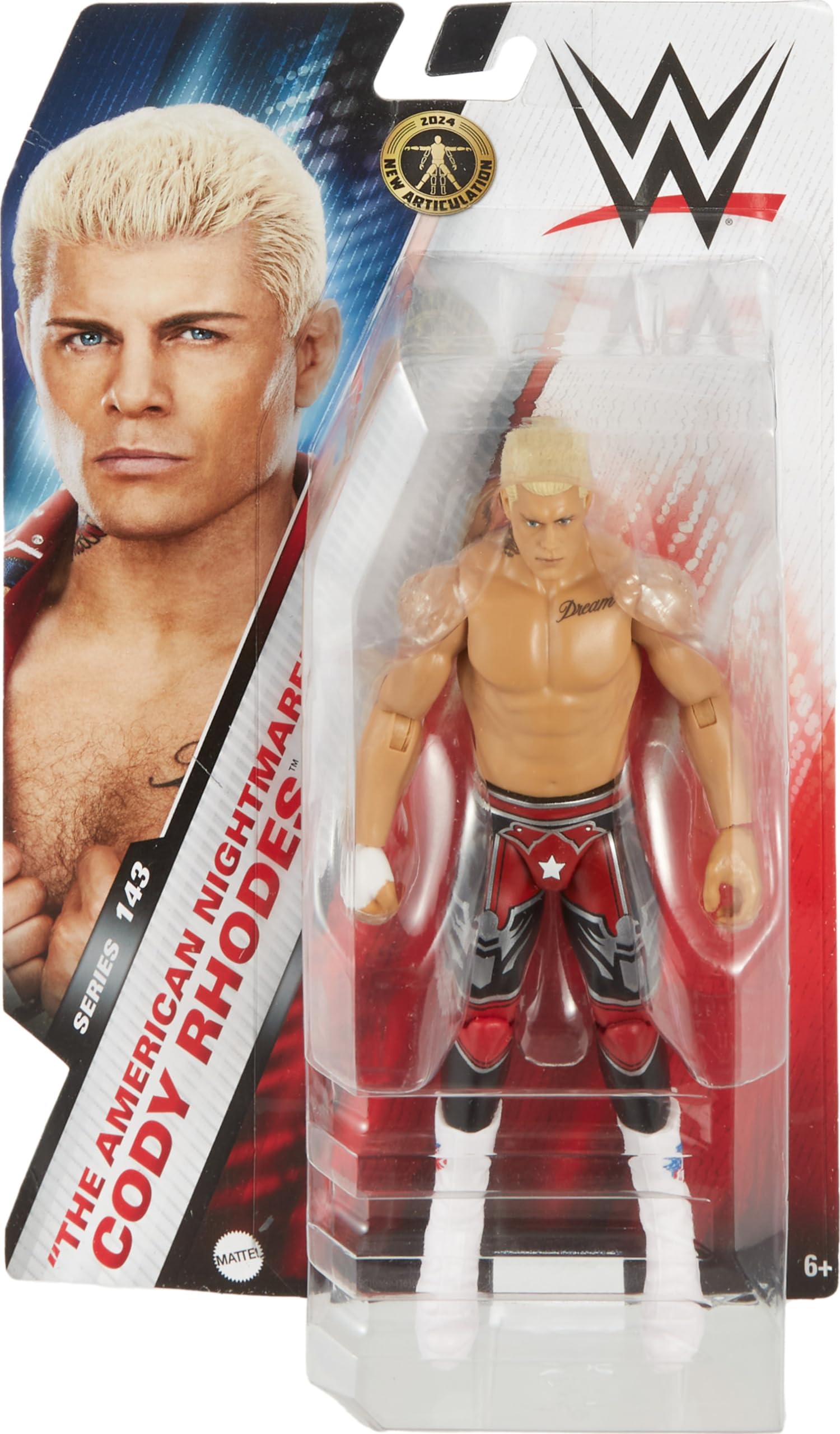Mattel WWE Action Figure, Series #143 "The American Nightmare Cody Rhodes 6-inch Collectible with 10 Articulation Points & Life-Like Look