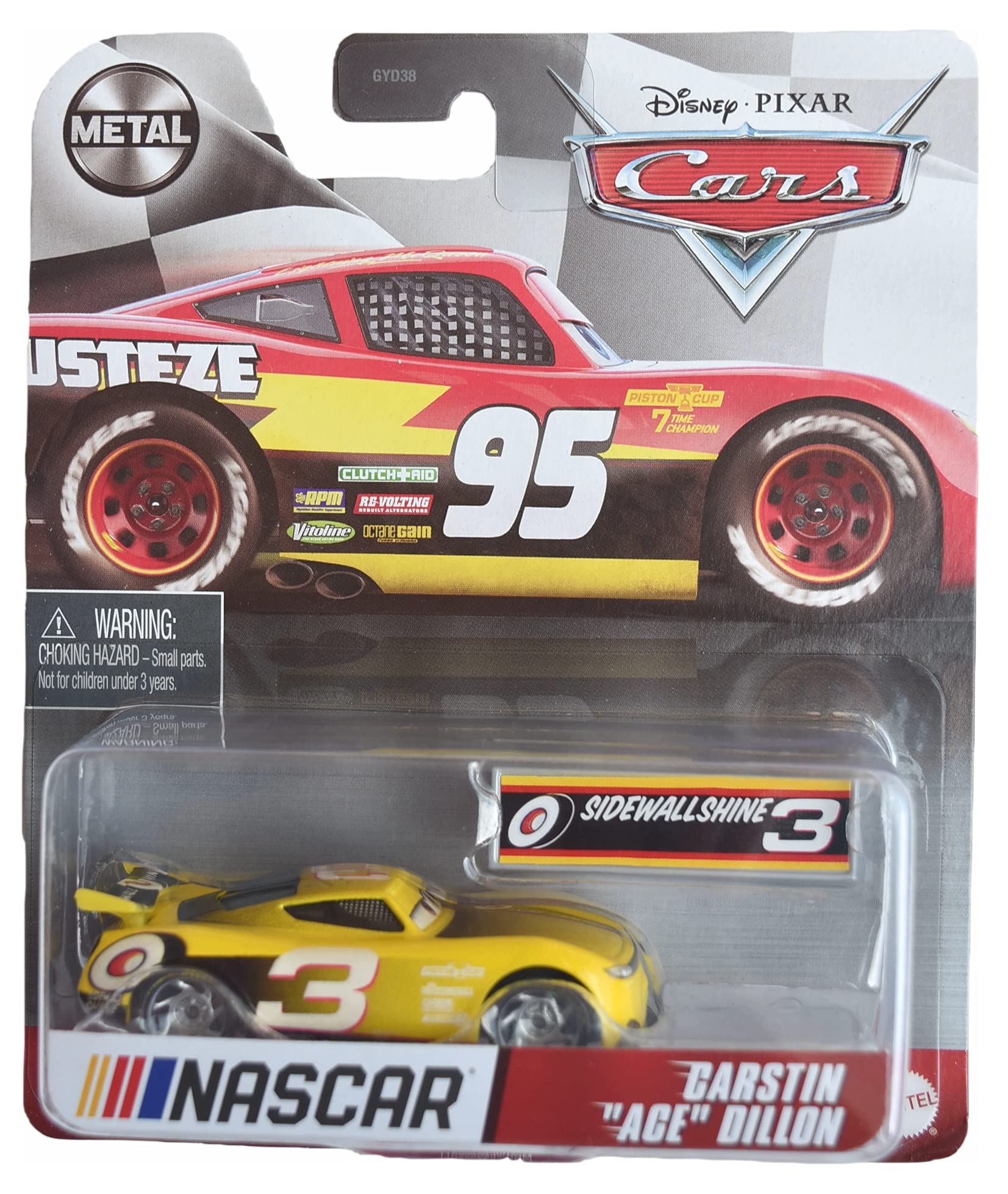 Disney Pixar Cars Carstin Ace Dillon, [Yellow] Nascar #3