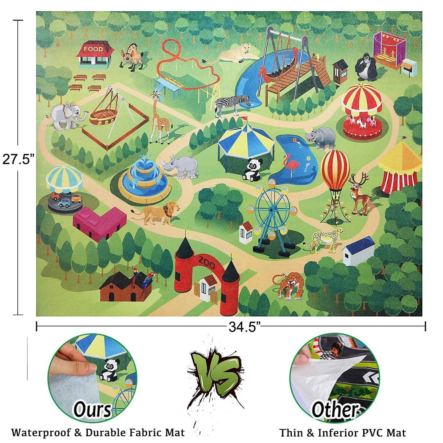 Safari Animals Figures with Activity Play Mat & Storage Box, Realistic Plastic Jumbo Playset, Jungle Wild Zoo Animals Toys for Kids Toddler 3-5, 22Pcs