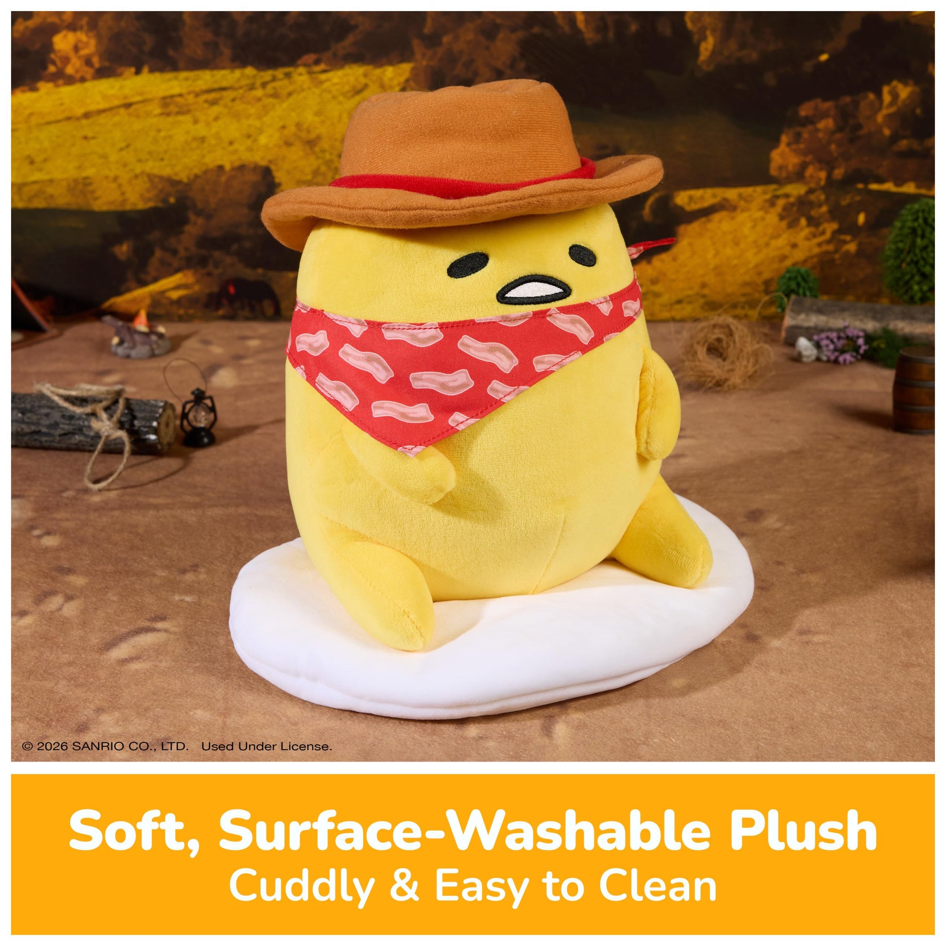 GUND Sanrio Gudetama The Lazy Egg Cowboy 9-Inch Western Themed Stuffed Toy