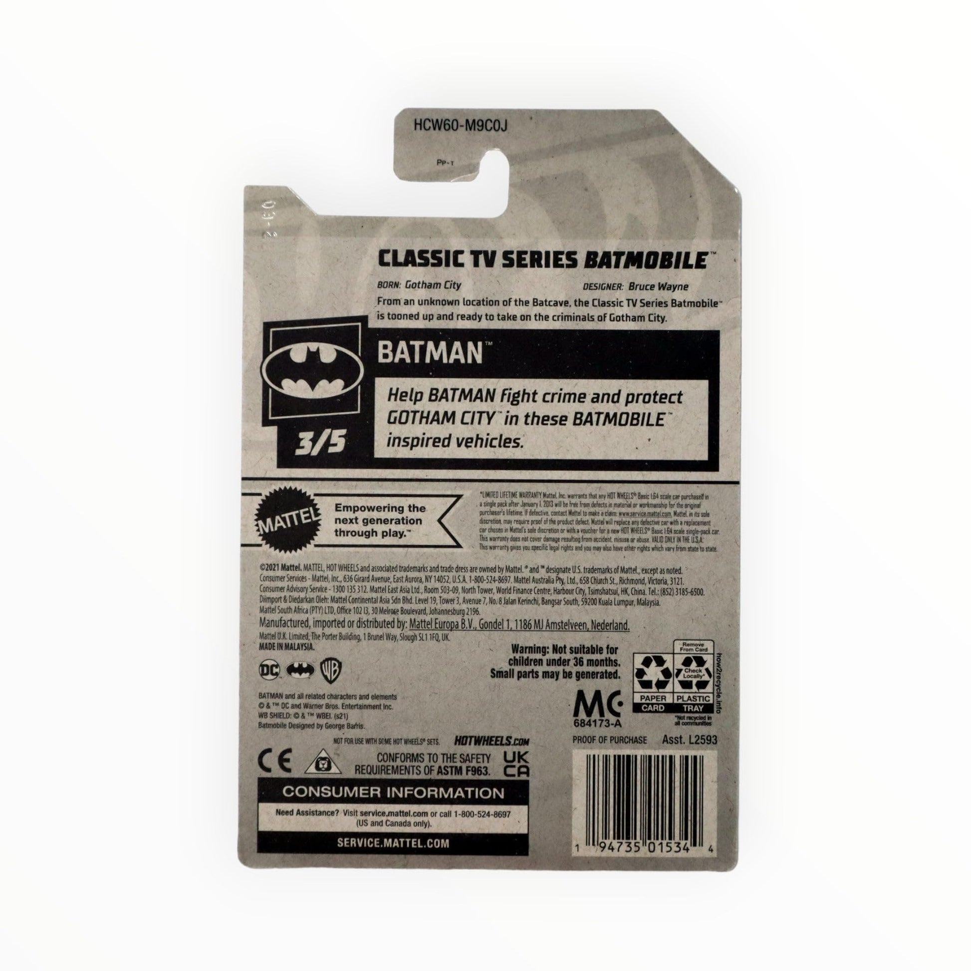Hot Wheels Classic TV Series Batmobile, Batman 3/5