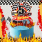Maitys Race Car 5th Birthday Cake Topper Race Car Theme Birthday Party Supplies Checkered Flag Cupcake Decorations Photo Props for Five Years Old