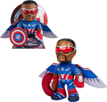 Mattel Marvel Captain America: Brave New World Plush Toy with Sound, Figure with Soft Body Wearing Outfit with Sounds & Phrases Inspired by The Movie