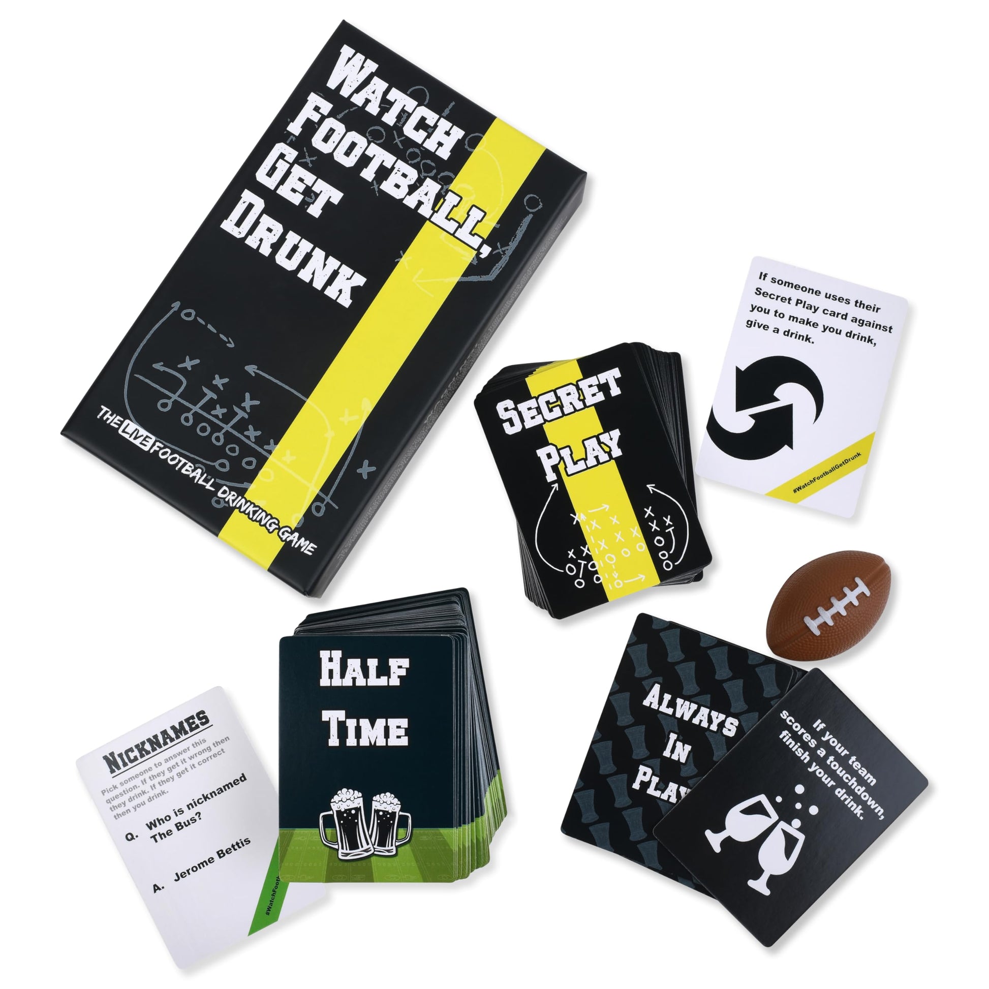 Falling Whale Games Watch Football, Get Drunk - The Live Football Drinking Game | with Mini Foam Ball (2025 Edition)