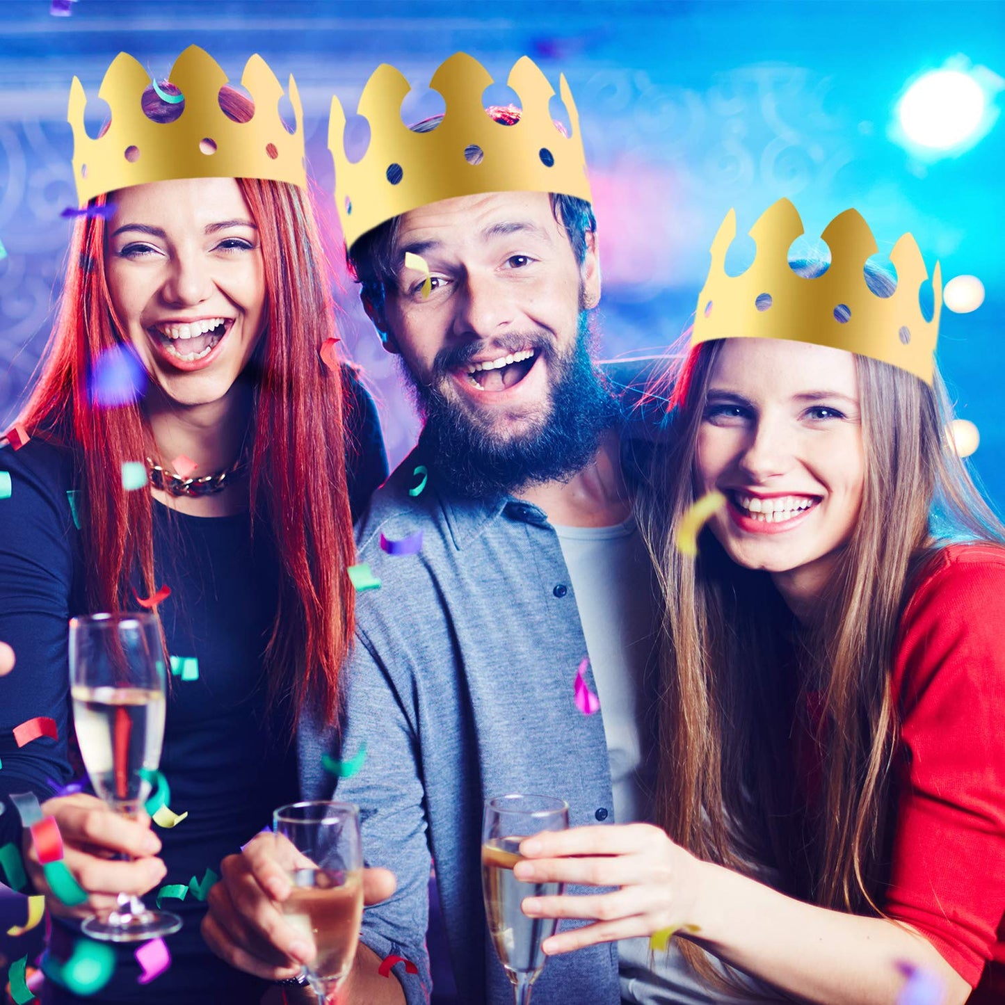 SIQUK 30 Pieces Paper Crowns Gold Paper King Crown Hats Golden Birthday Party Crown for Kids Adults