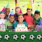 2 Pcs Football Soccer Field Theme Table Cover ,Vibrant Green Grass with Soccer Ball Pattern, Water Resistant Plastic Tablecloth for Sports Bar Events