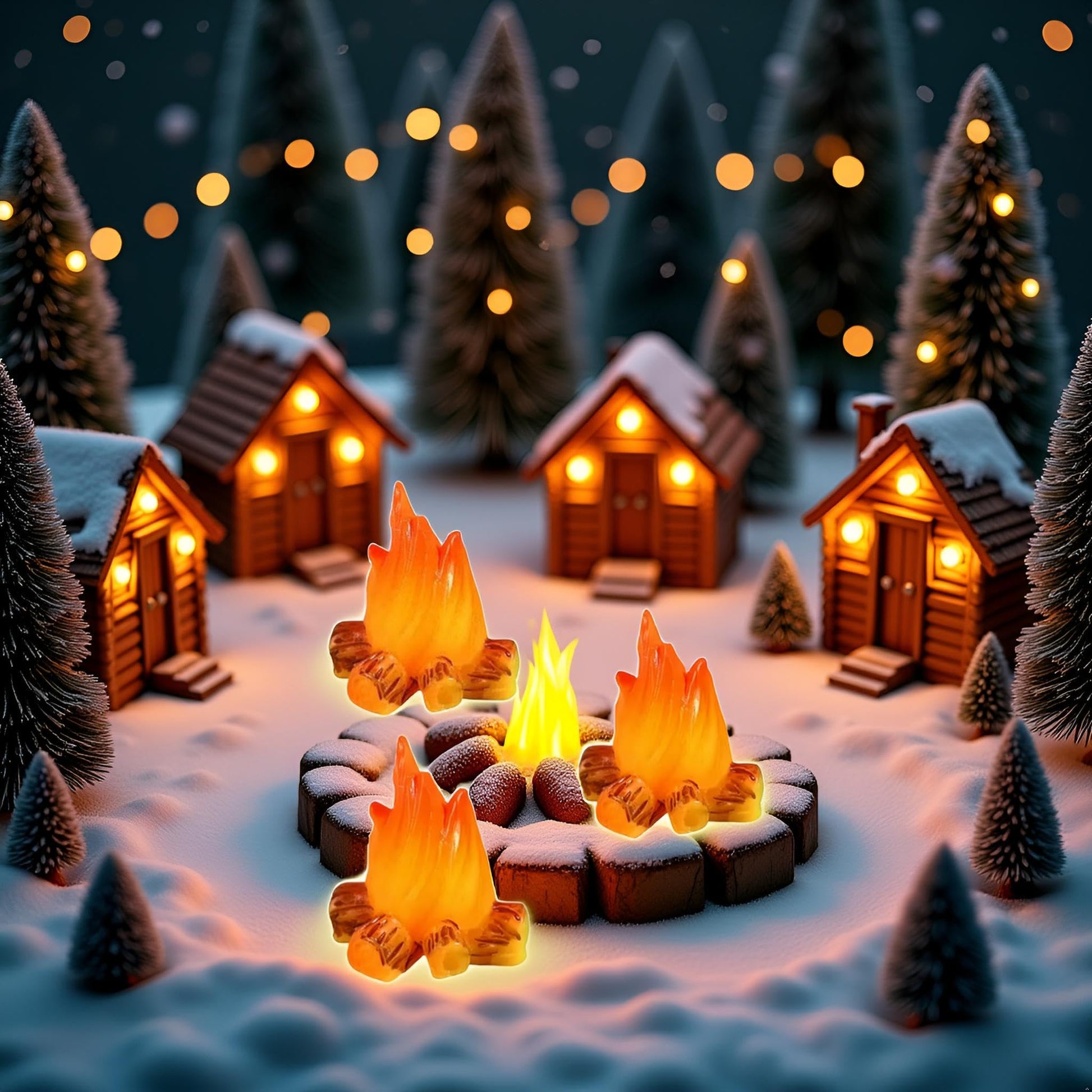 3-Pack Miniature Campfire Models - Resin Fake Fire for Dollhouse Ornaments, Halloween Decorations, and Micro Landscapes - Handcrafted Mini Fire Beads