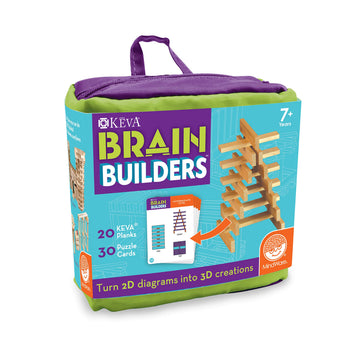 MindWare KEVA Brainbuilders - 3D brain building STEM challenges for boys & girls - Try to build the image - Practice spatial thinking - 20 planks & 30