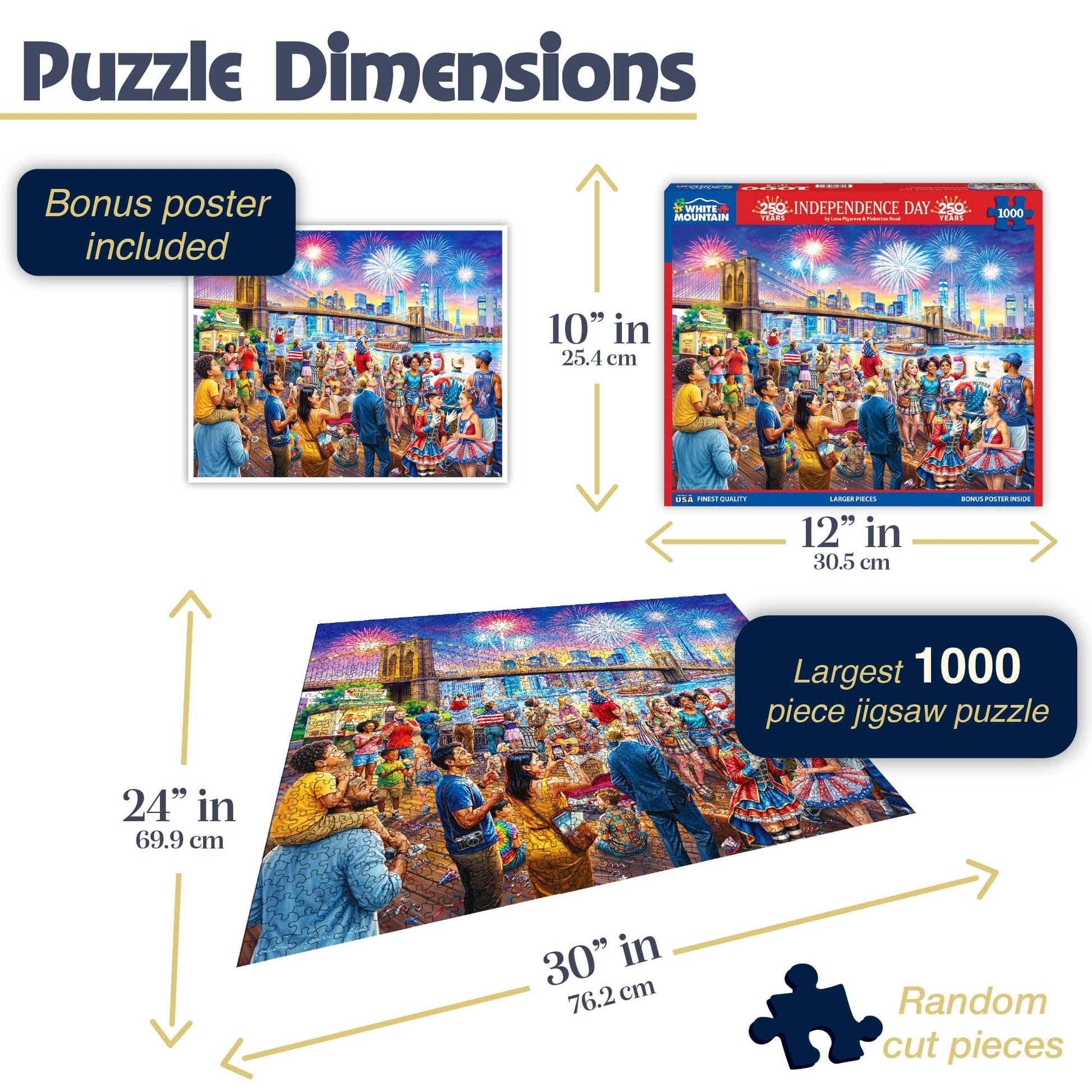 White Mountain 1000 Piece Jigsaw Puzzle Patriotic 4th, Independence Day
