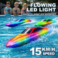 RC Boat with 7-Mode Colorful LED Lights,10 Inch Remote Control Boat,15KM/H High Speed,2.4GHz,3 Speed Modes,2 Rechargeable Batteries,Auto Flip