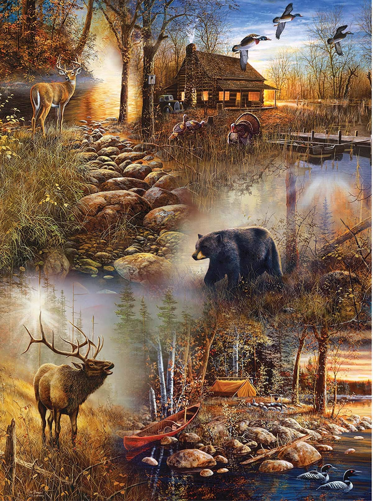 SUNSOUT INC - Forest Collage - 1000 pc Jigsaw Puzzle by Artist: Jim Hansel - Finished Size 20" x 27" - MPN# 54672