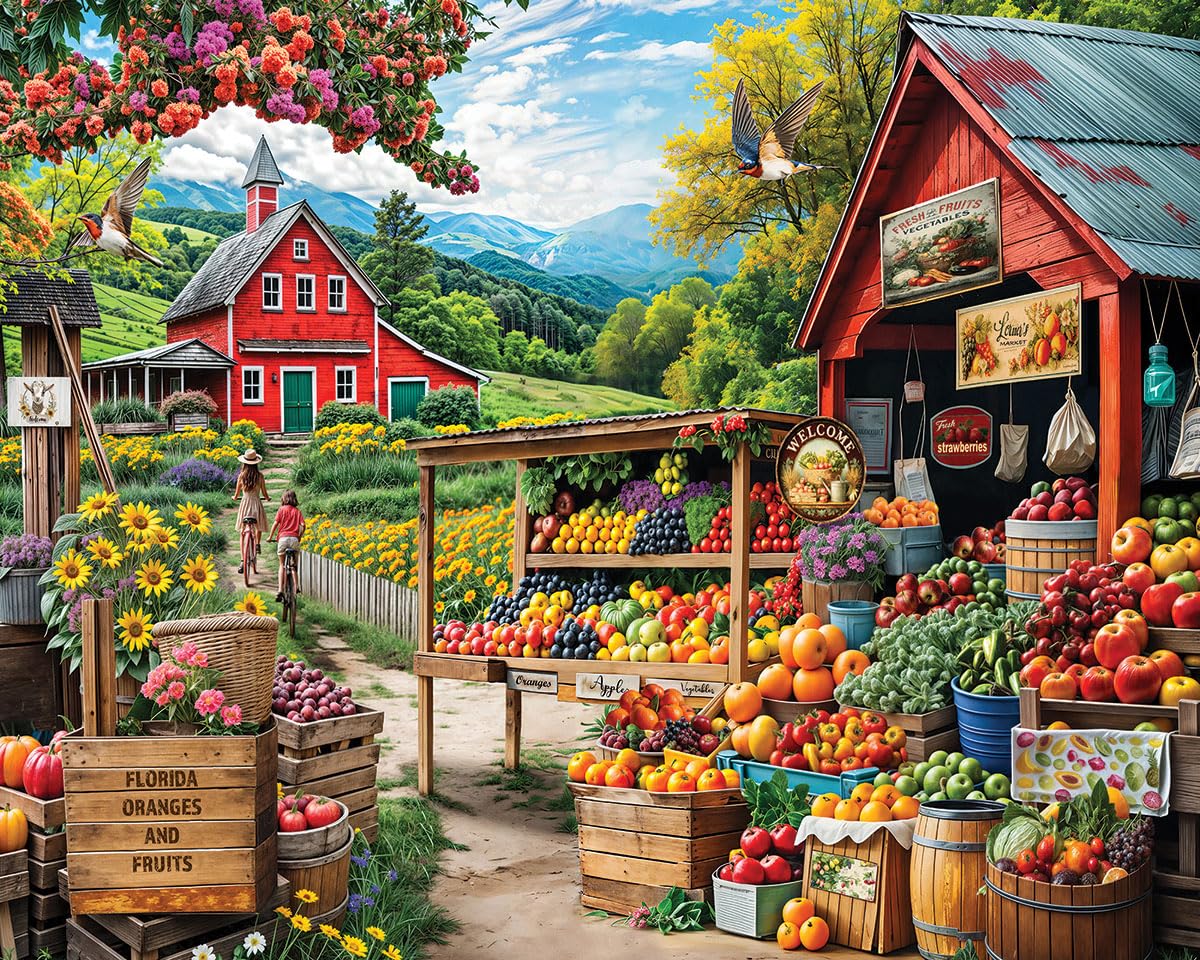 White Mountain 1000 Piece Jigsaw Puzzle Scenic Landscape, Farm Stand