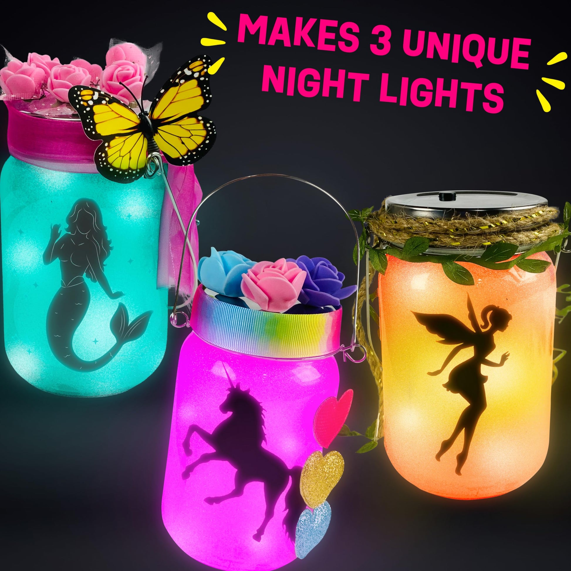 Light-up Unicorn Fairy & Mermaid Lanterns Craft Kit - Christmas Gifts for 8 9 10 11 12 Year Old Girls - Creative Art Girl Toys 8-10 Years Old and Up