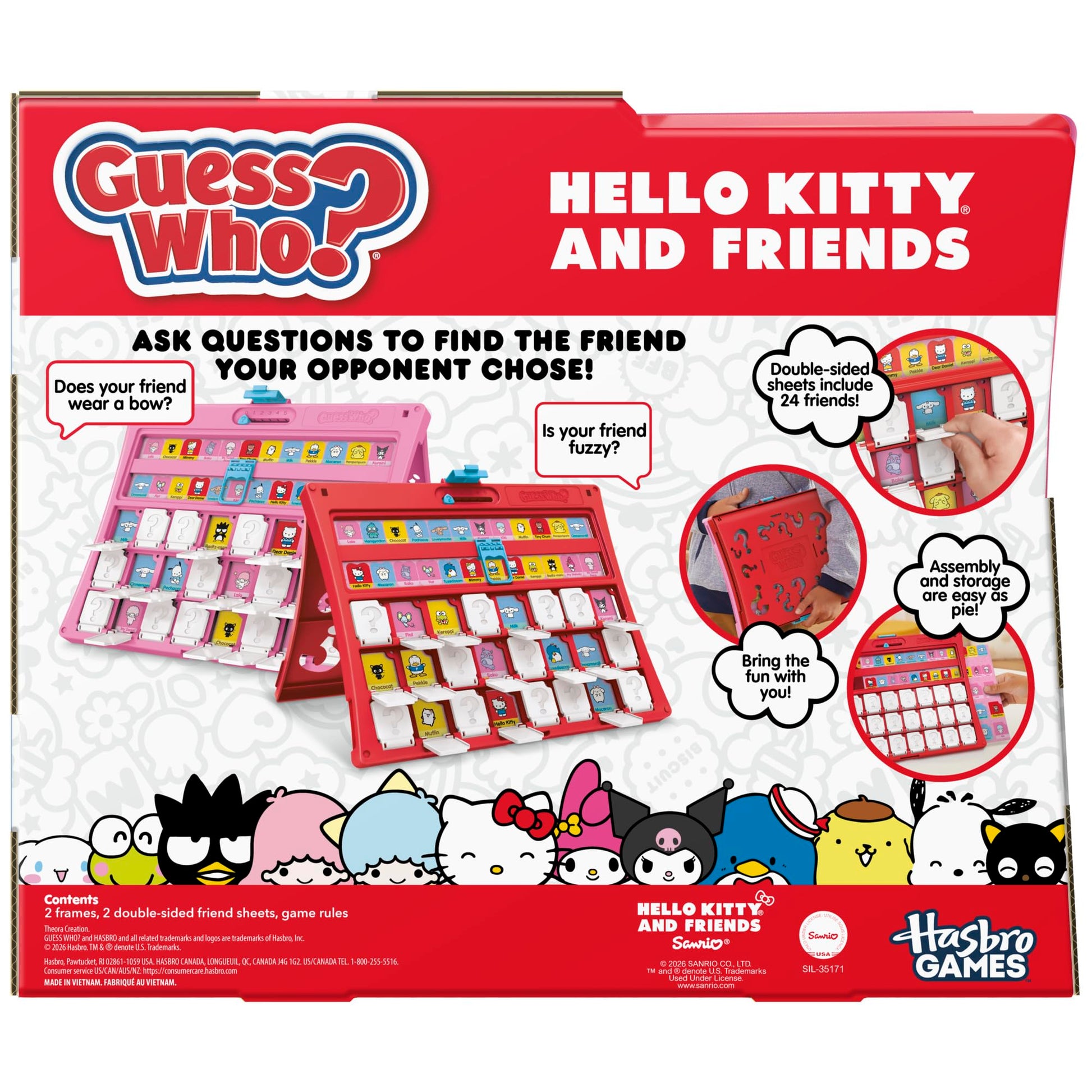 Hasbro Gaming Guess Who? Hello Kitty and Friends Edition Game | Officially Licensed Sanrio Games for Kids | 2 Players | 15 Mins. | Travel Friendly |
