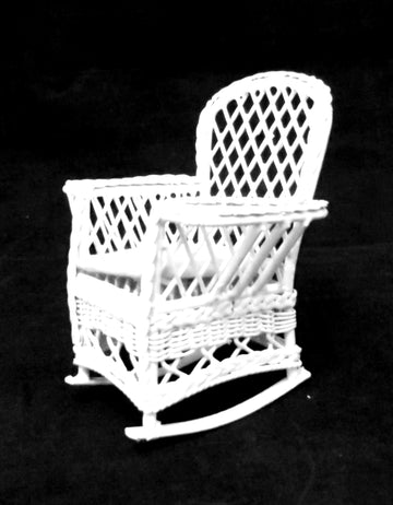 Poupées Maison Mobilier Miniature Fil Blanc En Fer Forgé Fauteuil À Bascule Bascule