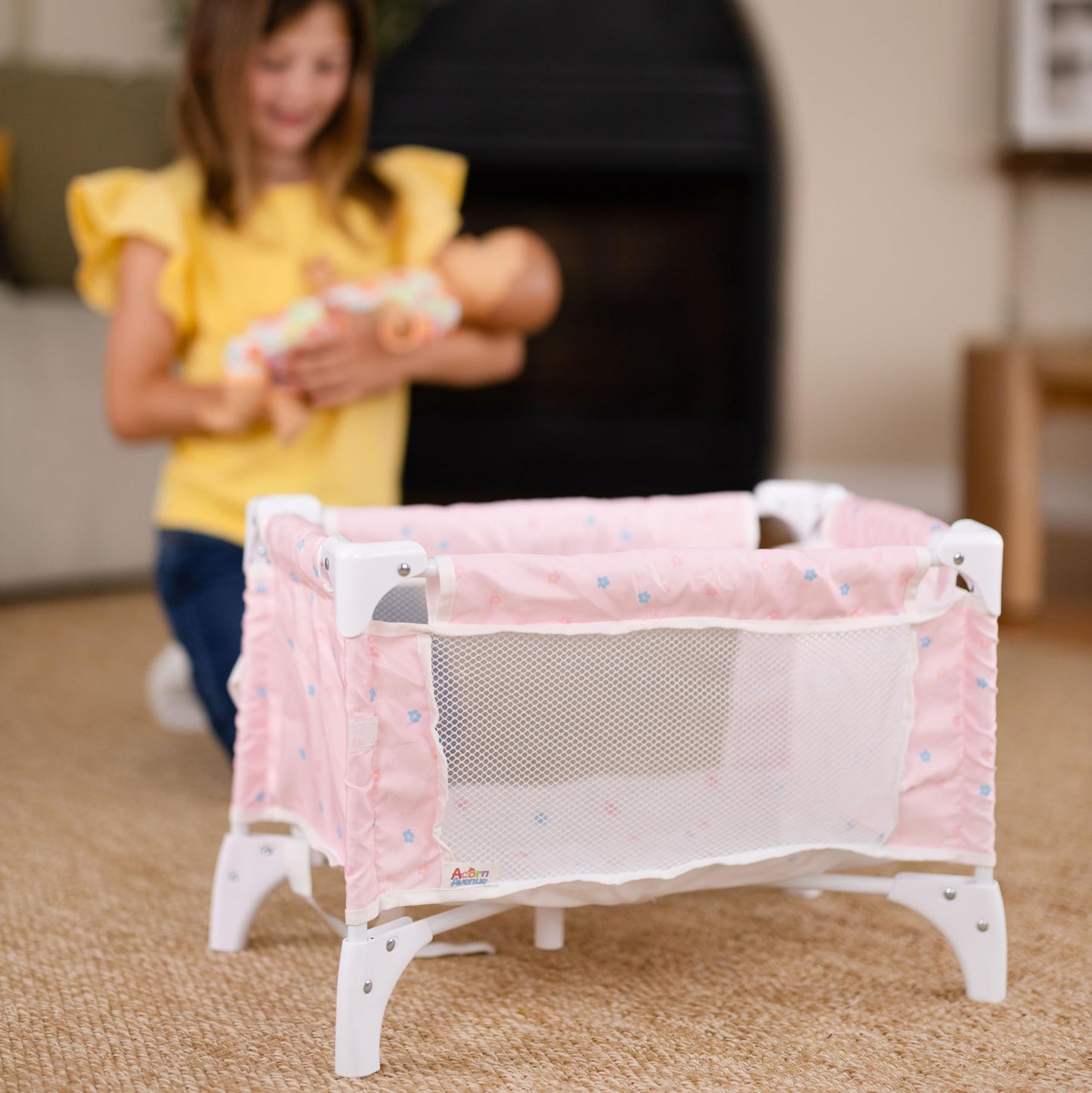 My Baby Doll’s Travel Crib - Foldable Baby Doll Bed with Mesh Sides & Mattress - Portable Toy Crib for 18-22 Inch Dolls