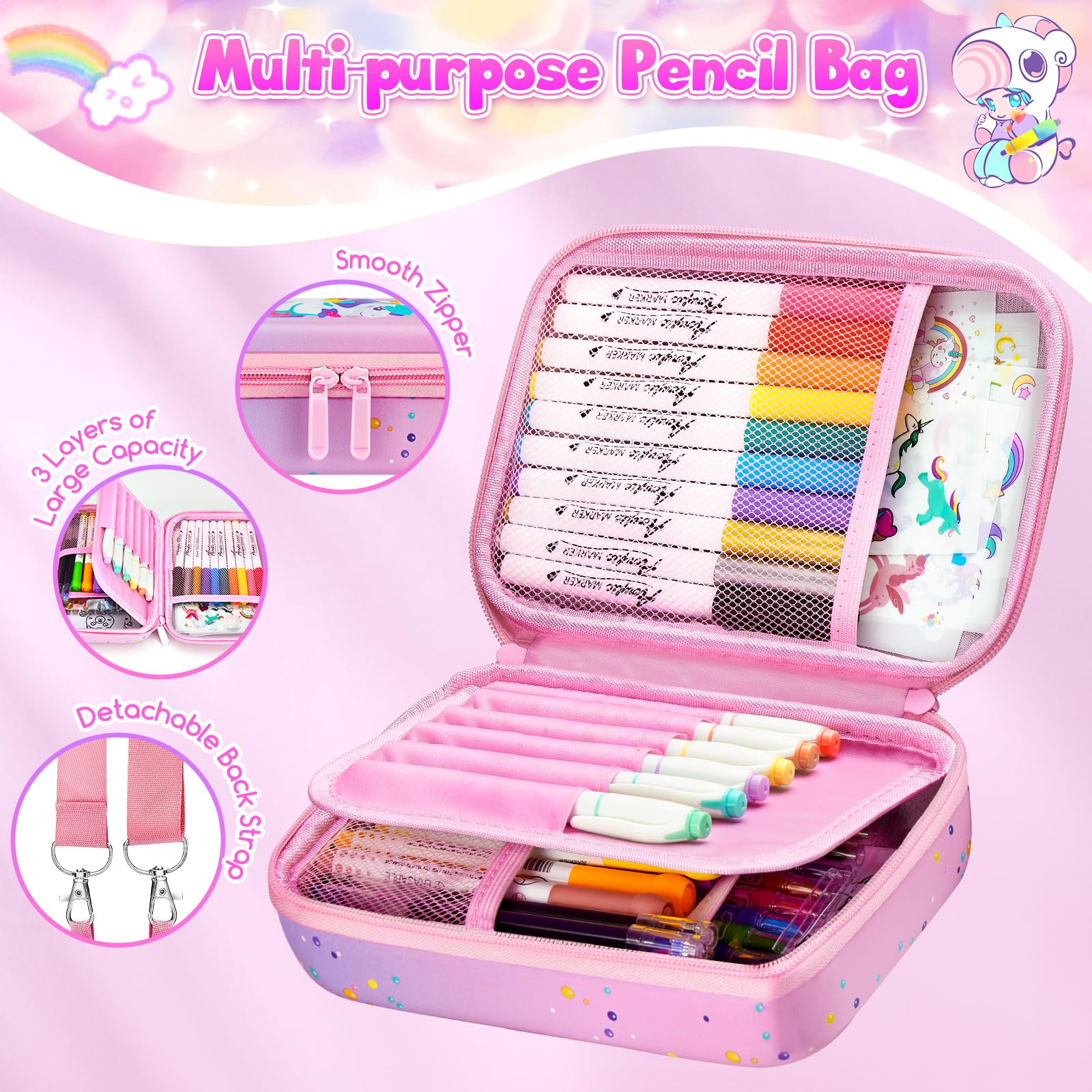 CGBOOM Scented Markers Set with Cute Pencil Case for Kids, 40 Counts Paint Markers as Art Supplies and Creativity Present to Girls, Birthday Gifts