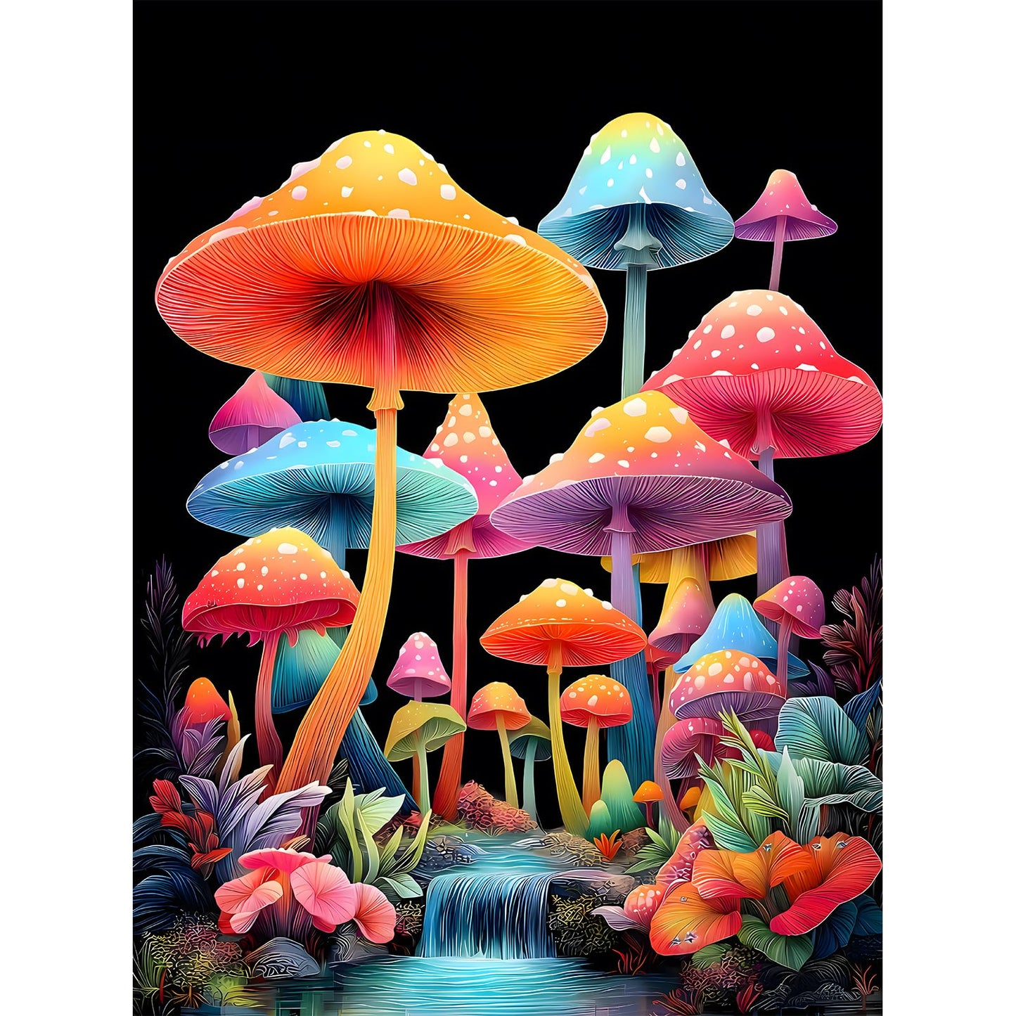 Puzzles for Adults 500 Pieces, Mushroom Jigsaw Puzzles - Colorful Mushrooms, Impossible Glow in the Dark Puzzle for Seniors Family, 20.47 x 14.96