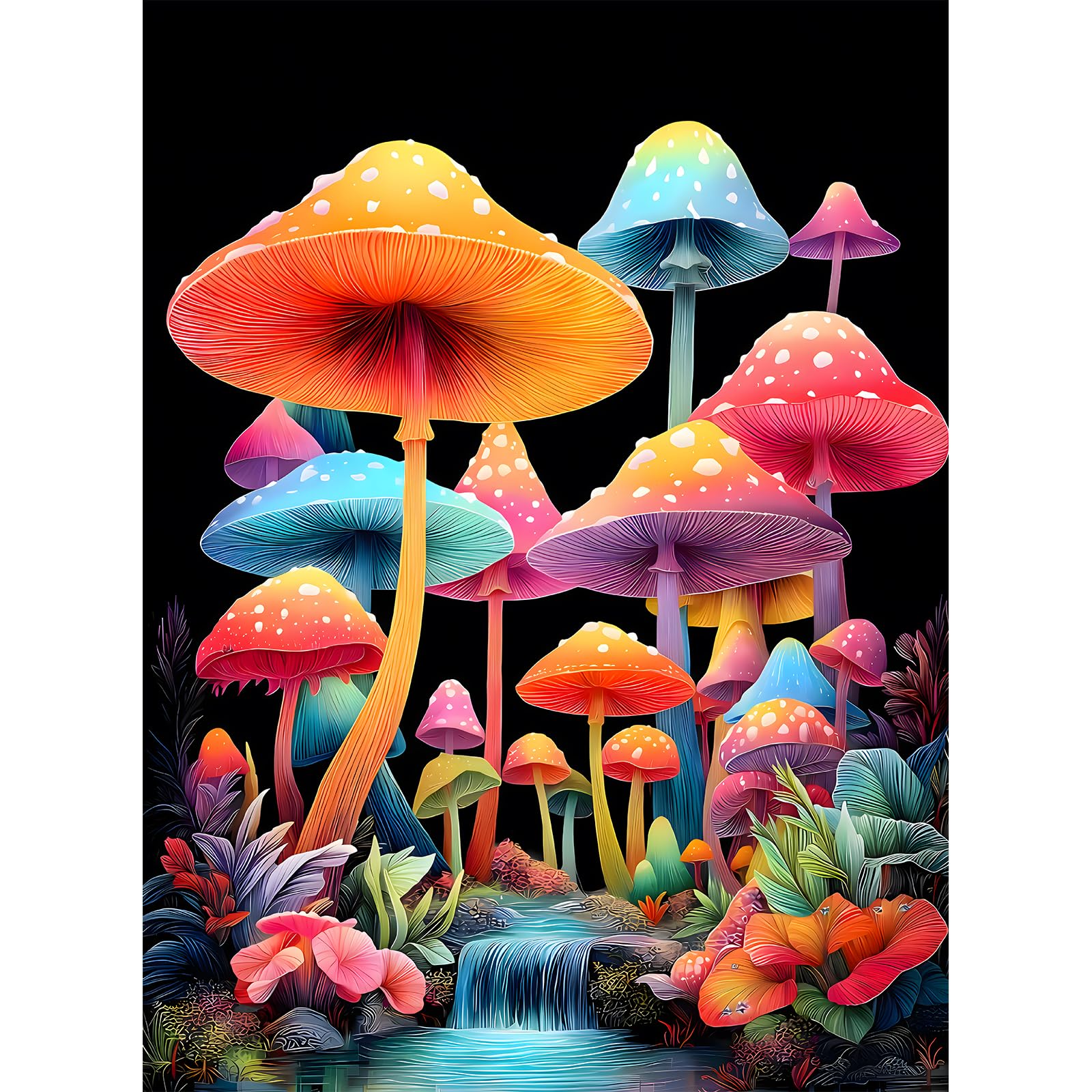 Puzzles for Adults 500 Pieces, Mushroom Jigsaw Puzzles - Colorful Mushrooms, Impossible Glow in the Dark Puzzle for Seniors Family, 20.47 x 14.96