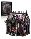 Gothic Greenhouse Building Set with Lights, Architecture Model with Stained Glass & Rose Vines, Botanical Garden Display with Flowers & Plants, Gothic